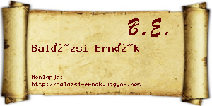 Balázsi Ernák névjegykártya